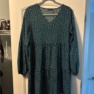 Teal Polka Dot Midi Dress